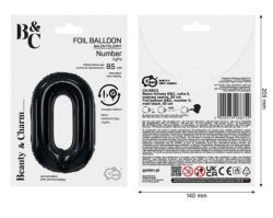GoDan Balon folie sub forma de cifra, negru mat, 85 cm GD1939-0 Baloane folie Tip Cifra 0 (GD1939-0)