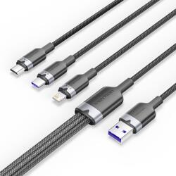 Vention USB-A 2.0/M -> USB-C/Lightning/Micro USB-B, 1, 5m, (fekete, 6A, 3in1), kábel (CTRBG) - digital24