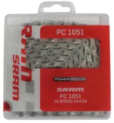 Sram PC-1051 kerékpárlánc 10 sebességes, országúti/MTB, ezüst-fekete, 114 szemes SRAM Bicikli alkatrészek Kerékpár alkatrészek Bicikliláncok
