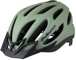 Polisport POLISPORT SPORT FLOW felnőtt kerékpáros sisak, matt zöld, szürke napellenzővel, méret: 58-62, Quick Lock rendszer POLISPORT (Vélo) Bicikli alkatrészek Kerékpáros ruházat Kerékpáros sisakok
