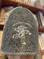 Sauna Cool Szürke filc hímzett szaunasapka Szauna Troll