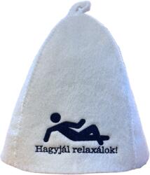 Sauna Cool Filc szaunasapka "Hagyjál relaxálok! " feliratú hímzéssel natúr színben