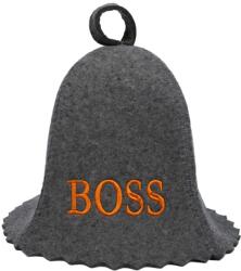 Sauna Cool Boss nagy hímzéses filc szaunasapka szürke színben