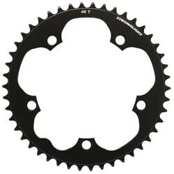Stronglight 46T ×130 mm 5 karos külső országúti lánctányér, fekete duralumínium (SHIMANO 8-9 sebességes kompatibilis) STRONGLIGHT Bicikli alkatrészek Kerékpár alkatrészek Kerékpár lánctányérok