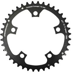 Stronglight lánctányér országúti kerékpárhoz, 5 karos, 36 fog, Ø110 mm, belső, duralumínium, fekete, Shimano típus, 8-9 sebesség STRONGLIGHT Bicikli alkatrészek Kerékpár alkatrészek Kerékpár lánctányérok