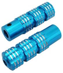 Replay lábtartó robogóhoz (utasnak) - kerek profil - kék recézett alumínium - Peugeot 103, MBK 51 (pár) REPLAY Vázak, idomok, kiegészítők Lábtartók