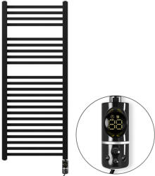 Welland Welland Lux fekete elektromos törölközőszárító design radiátor 500 x 1200mm digitális termosztáttal | Készletről gyors kiszállítással. ES + C-type (ES1200500BL-AF-T-I-B-600W)