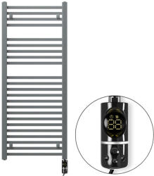 Welland Welland Lux grafitszürke elektromos törölközőszárító design radiátor 500 x 1200mm digitális termosztáttal | Készletről gyors kiszállítással. ES + C-type (ES1200500GL-AF-T-I-B-600W)