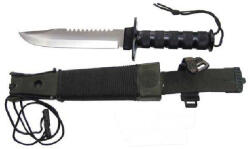 Fox Outdoor Products Cuțit cu lamă fixă Survival Jungle II Fox Outdoor® (Culoare: Negru, Variantă: Lamă argintie - Satin)