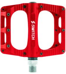 SWITCH Freeride BMX VTT platform pedál, alumínium, CNC, piros, 9/16 menettel, tüskékkel (pár) 100x90 mm SWITCH Bicikli alkatrészek Kerékpár alkatrészek Kerékpár pedálok