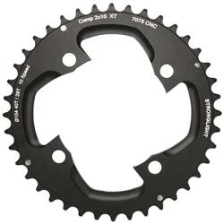 Stronglight lánctányér MTB-hoz, Ø104 mm, 4 karos, dupla, 40T, külső, fekete, 2x10 sebesség, Shimano XT M785 (belsőhöz 28T), menetes nélküli, vastagság: 5 mm STRONGLIGHT Bicikli alkatrészek Kerékpár alkatrészek Ke