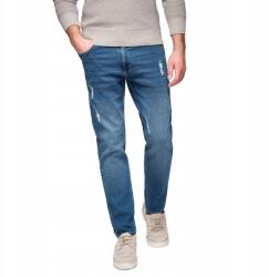 Ombre Férfi slim fit farmernadrág koptatott sötétkék V2 OM-PADP-0255 S (182819)