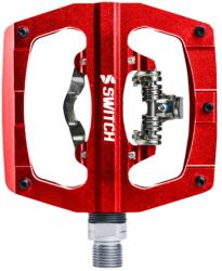 SWITCH Gravel/VTT pedál, lapos, automata vagy standard, alumínium CNC, piros, 90 x 90 mm (Shimano SPD kompatibilis) (pár) SWITCH Bicikli alkatrészek Kerékpár alkatrészek Kerékpár pedálok