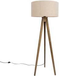 QAZQA Fa állólámpa bézs színű teddy szövetbúrával 50cm - Tripod Classic (111214)