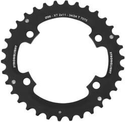 Stronglight 34T lánctányér MTB-hez, 96 mm, 2x11, külső, fekete, 4 karos, XT M8000/SLX M7000, menetes furat nélkül STRONGLIGHT Bicikli alkatrészek Kerékpár alkatrészek Kerékpár lánctányérok