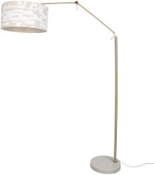 QAZQA Állólámpa arany színben, állítható, fehér és bézs csíkos lámpabúrával, 50 cm - Editor (111227)
