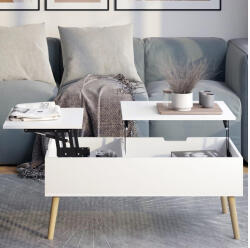 Vicco Riga fehér tárolós dohányzóasztal, 100 cm