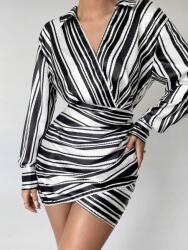 Shein T32217 Shein Kontrasztos Aszimmetrikus Ruha Mini Csíkos (2) S