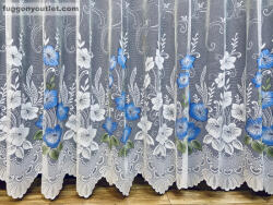 fuggonyoutlet Pipacsvirág, fehér alapon Kék, 200x155 cm