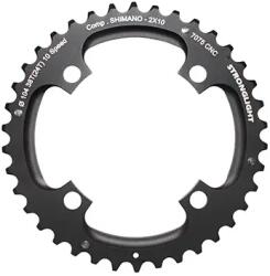 Stronglight 104 mm 4 karos dupla lánctányér, 38 fog, fekete, 2x10 sebesség, Shimano (kivéve XT-XTR) kompatibilis, menetes nélküli, 5 mm vastag STRONGLIGHT Bicikli alkatrészek Kerékpár alkatrészek Kerékpár lánctán