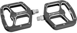 SWITCH Lapos pedál MTB, downhill, BMX-hez, alumínium, ezüst, Ø 9/16, ezüst tüskékkel (pár) SWITCH Bicikli alkatrészek Kerékpár alkatrészek Kerékpár pedálok