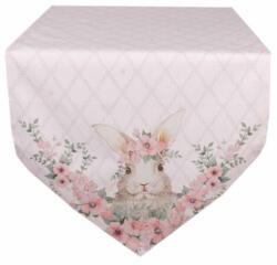 Clayre & Eef Húsvéti nyuszis asztali futó - 50x160cm - Floral Easter Bunny