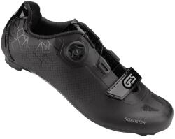GES ROADSTER2 Országúti kerékpáros cipő, fekete, EU 45, BOA zárórendszerrel + tépőzáras pántokkal, LOOK-SHIMANO kompatibilis (pár) GES Bicikli alkatrészek Kerékpáros ruházat Kerékpáros cipők