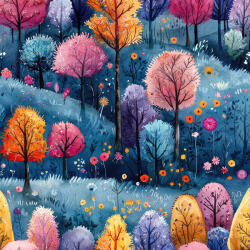 Takoy Ortalion anyag vízálló réteggel a hátoldalán King színes fák