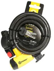 Auvray kerékpár lopásgátló, kulcsos spirálkábel, Ø12 mm, 1, 80 m, matt fekete (tartóval) Auvray Bicikli alkatrészek Kerékpáros kiegészítők Biciklizárak