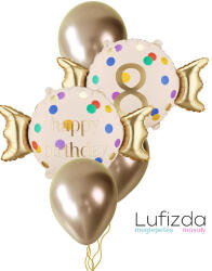  Héliumos luficsokor szülinapra, 8-as számmal - INGYENES GLS szállítással (LUFI754644)