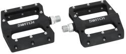 SWITCH Lapos pedál MTB/Downhill/BMX-hez, műanyag, fekete, Ø 9/16 ezüst tapadó tüskékkel (pár) SWITCH Bicikli alkatrészek Kerékpár alkatrészek Kerékpár pedálok