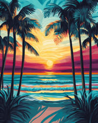 Alkotásutca Napsütötte szigeti pálmák - Számfestő készlet kereten 40x50