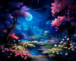 Alkotásutca Csillagos égi kert - Számfestő készlet kereten 40x50