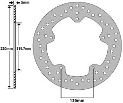 NEWFREN féktárcsa BMW 1000 S R 2013-2018, S RR 2009-2018, S RR HP4 2013-2014 hátsó (külső átmérő: 220 mm, belső átmérő: 119, 7 mm, 5 furat) NEWFREN Futómű és fék alkatrészek Féktárcsák