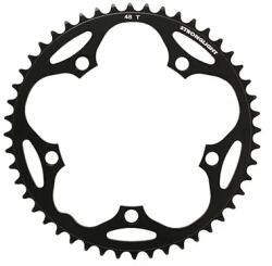 Stronglight lánctányér országúti kerékpárhoz, 5 karos, 48T, Ø130, külső, duralumínium, fekete (SHIMANO 8-9 sebesség típus) STRONGLIGHT Bicikli alkatrészek Kerékpár alkatrészek Kerékpár lánctányérok
