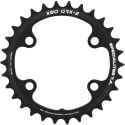 Specialites Ta X80 lánctányér gravel kerékpárhoz, 4 karos, Ø 80 mm, 30 fog, dupla, belső, Shimano GRX RX600-RX810 kompatibilis, fekete, 10-11 sebesség SPECIALITES TA Bicikli alkatrészek Kerékpár alkatrészek Kerékpár