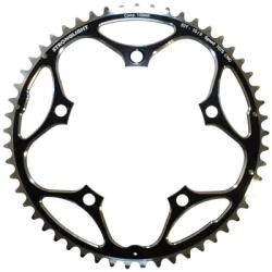 Stronglight 53T ötkaros országúti lánctányér, Ø130 mm, külső, fekete, alumínium 7075, 9-10 sebességes (SHIMANO kompatibilis) STRONGLIGHT Bicikli alkatrészek Kerékpár alkatrészek Kerékpár lánctányérok