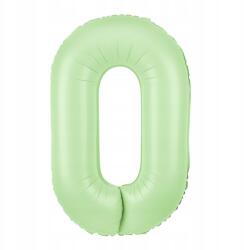 PartyPal Fólia lufi Szám 0 Pisztáciás 100cm nagy szám alakú hélium lufi