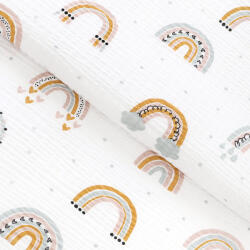 Goldea pamut krepp anyag - festett szivárványok 160 cm