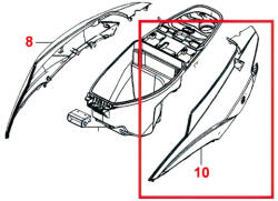 Kymco Oldalsó burkolat bal Kymco Agility RS 50cc fehér Kymco Vázak, idomok, kiegészítők Idomok, burkolat elemek