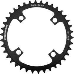 Stronglight MTB lánctányér Ø104 mm, 4 karos, egysebességes, 38T, fekete, alumínium 7075, 3, 5 mm vastag, 8-9 sebességhez STRONGLIGHT Bicikli alkatrészek Kerékpár alkatrészek Kerékpár lánctányérok