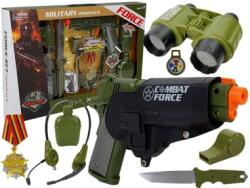 LEAN Toys Set de joaca pentru copii, pistol cu toc, binoclu si diverse accesorii de armata, leantoys, 7865 (104179)