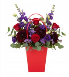 Trend-Deco Piros papír virágos ajándéktasak Valentin napra Nőnapra