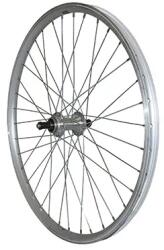 VELOX 24" MTB hátsó kerék dupla falú alumínium, ezüst, alumínium agy, gyorszáras, 7-6 sebességes szabadonfutóval VELOX Bicikli alkatrészek Kerékpár alkatrészek Kerékpár kerekek