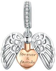 BeSpecial Talisman argint cu inimioara, aripi de inger si cristale (PST0191)