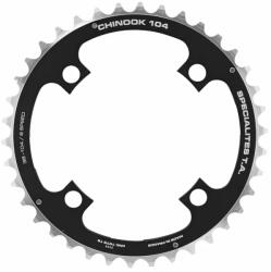 Specialites Ta CHINOOK 4 karos 104 mm MTB lánctányér, 38 fog, középső, fekete, alumínium, 8-9 sebességes SPECIALITES TA Bicikli alkatrészek Kerékpár alkatrészek Kerékpár lánctányérok