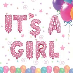 IDei Set baloane party It's A Girl, inaltime 40 cm, material folie aluminiu, roz (BSM045607)