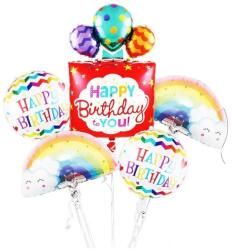 IDei Set aranjament baloane Happy Birthday, set 5 piese, folie aluminiu, multicolore (BSM063867)