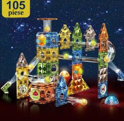 Procart Set magnetic constructie 3D, circuit luminos interactiv STEAM, traseu bile, 105 piese, multicolor (3301) Jucarii de constructii magnetice