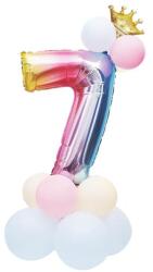 IDei Aranjament multicolor baloane, cifra 7, inaltime 81 cm, latex si folie, set 14 bucati (BSM058639)